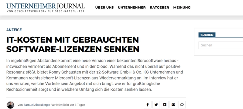 ERFOLGExperteninterview mit Ronny Schausten von s2-Software